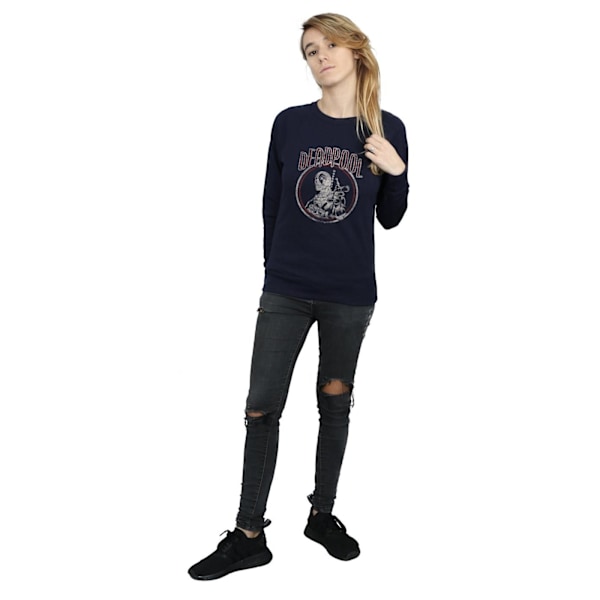 Marvel Dam/Damer Deadpool Vintage Circle Sweatshirt XXL Marinblå Navy Blue XXL