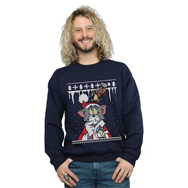 Tom And Jerry Herr Jul Fair Isle Sweatshirt XL Marinblå Navy Blue XL