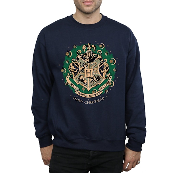 Harry Potter Julkrans Sweatshirt för Herr M Marinblå Navy Blue M