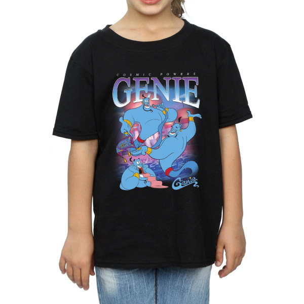 Aladdin Girls Genie Montage bomull T-shirt 5-6 år svart Black 5-6 Years