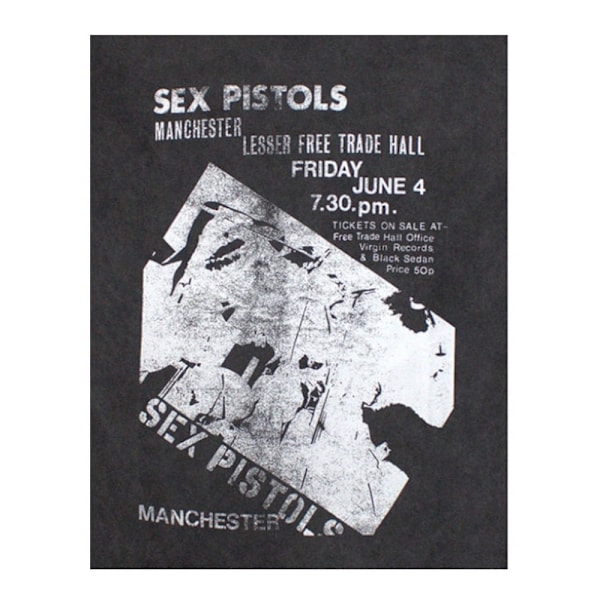 Sex Pistols Unisex Vuxen Manchester Flyer Stone Wash T-Shirt S Charcoal Grey S
