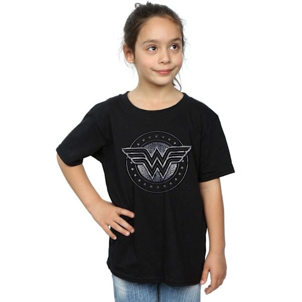 DC Comics Girls Wonder Woman Star Shield Bomull T-shirt 7-8 år Black 7-8 Years