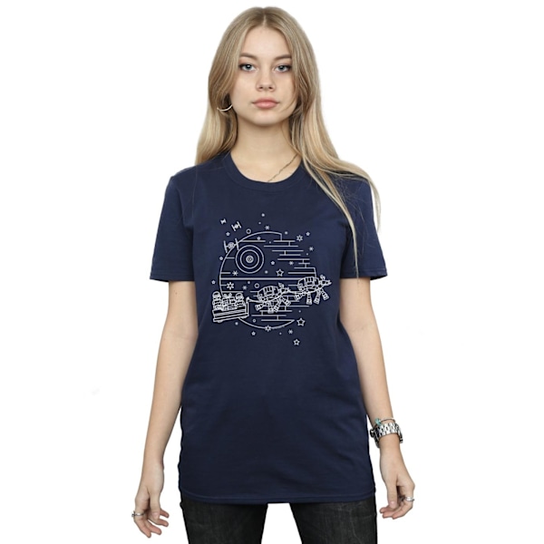 Star Wars Dam/Damer Dödsstjärnan Sleigh Bomull Boyfriend T-shirt Navy Blue XL
