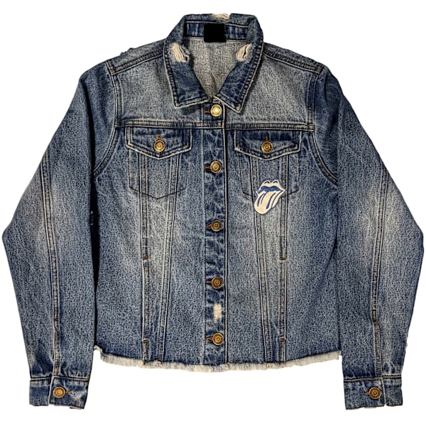 The Rolling Stones Damjacka i Denim för Dam/Kvinnor med Script M Ljus De Light Denim Blue M