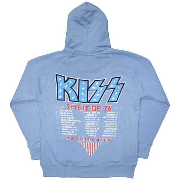 Kiss Unisex Adult Americana Back Print Pullover Hoodie XXL Ljusblå Light Blue XXL