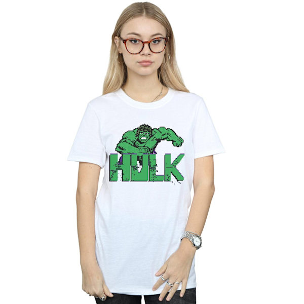 Marvel Dam/Kvinnor Hulk Pixelated Bomull Boyfriend T-Shirt 3X White 3XL