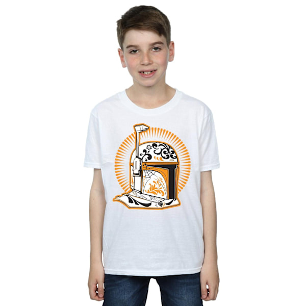 Star Wars Boys Boba Fett Dia De Los Muertos T-shirt 12-13 år White 12-13 Years