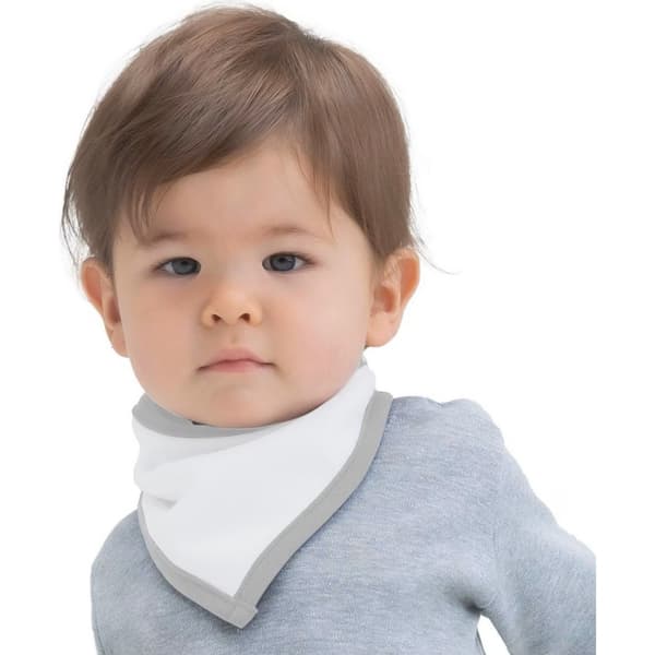 Babybugz Baby Plain Bandana Bib (2-pack) One Size Vit/Heather White/Heather Grey One Size