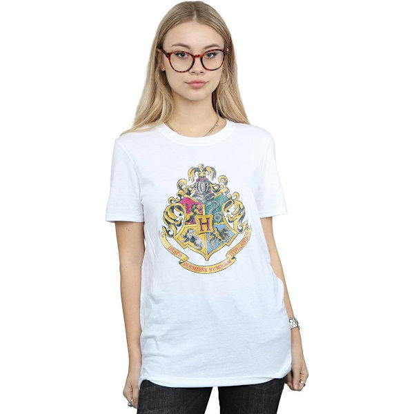 Harry Potter Dam/Kvinnor Hogwarts Crest Bomull T-shirt XXL Vit White XXL