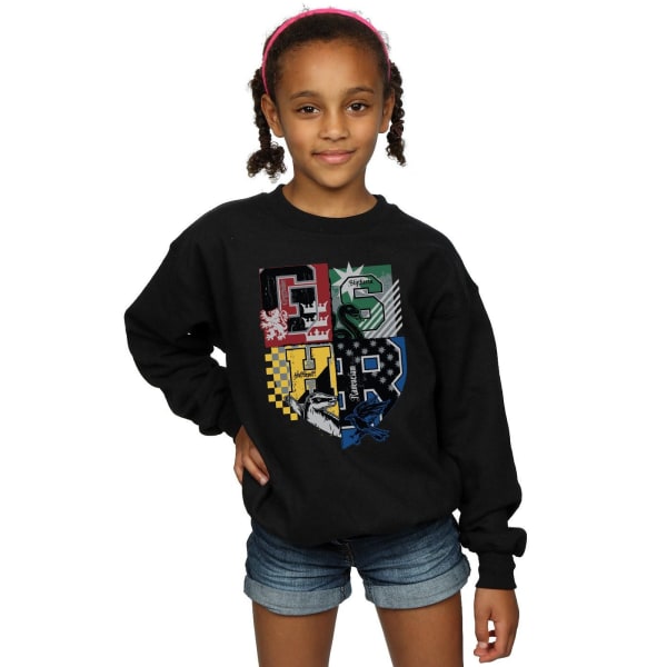 Harry Potter Hogwarts Varsity Sweatshirt för flickor 7-8 år Svart Black 7-8 Years