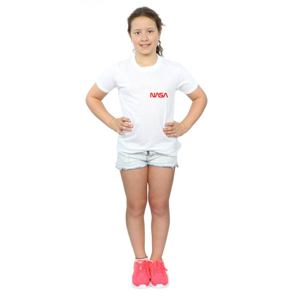 NASA Girls Modern Logo Chest Cotton T-Shirt 12-13 år Vit White 12-13 Years