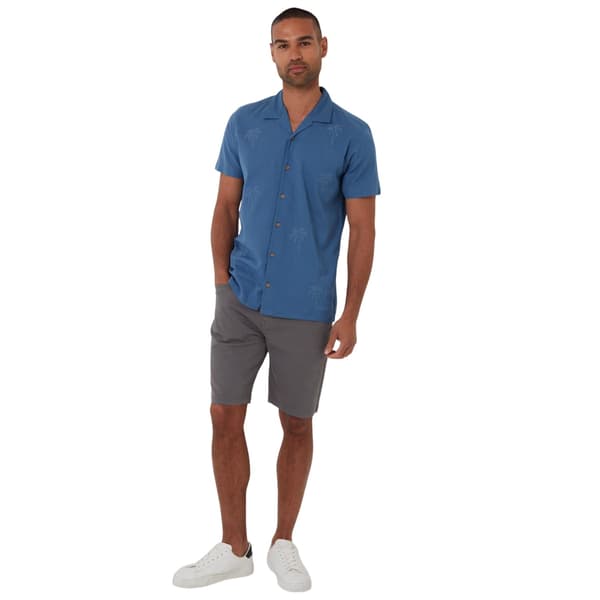 Threadbare Herrbroderad kortärmad skjorta S Denim Denim S