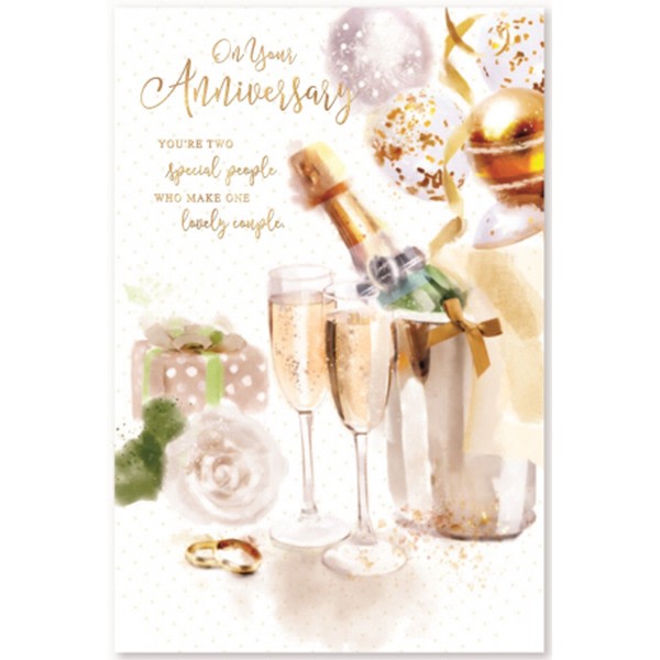 Simon Elvin på din årsdagen Champagneflaska hälsningskort White/Gold One Size