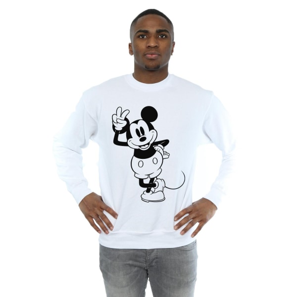 Disney Män Musse Pigg Peace Hand Sweatshirt M Vit White M