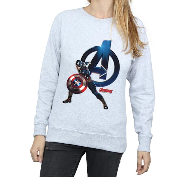 Marvel Dam/Kvinnor Captain America Pose Sweatshirt XL Heather Heather Grey XL