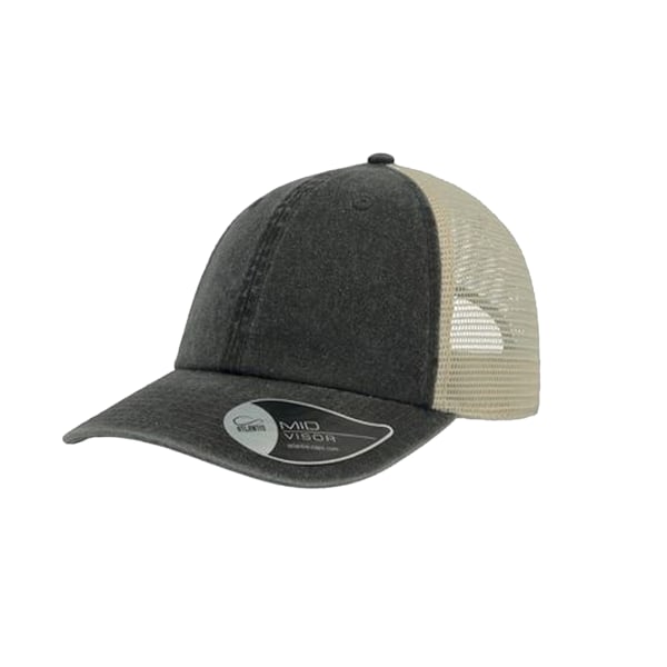 Atlantis Unisex Case Pigment Dyed 6 Panel Trucker Cap One Size Black One Size