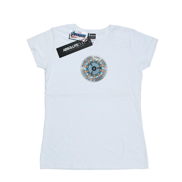 Marvel Dam/Kvinnor Avengers Endgame Tony Stark Hjärta Bomull T-shirt White M