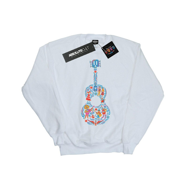 Disney Boys Coco Gitarr Mönster Sweatshirt 7-8 År Vit White 7-8 Years