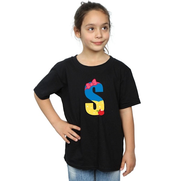 Disney Girls Alphabet S Is For Snow White Bomull T-Shirt 7-8 År Black 7-8 Years
