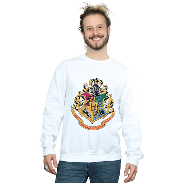 Harry Potter Herr Hogwarts Crest Guld Bläck Sweatshirt 4XL Vit White 4XL