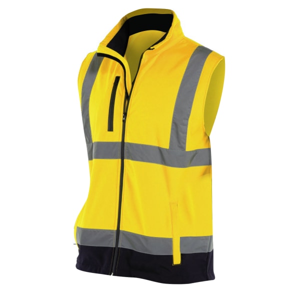 Yoko Mens Hi Vis Softshell Bodywarmer / Workwear 2XL Hi-Vis Yel Hi-Vis Yellow/Navy 2XL