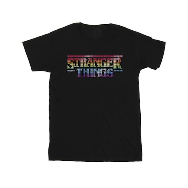 Netflix Girls Stranger Things Rainbow Dot Logo Bomull T-shirt 9 Black 9-11 Years