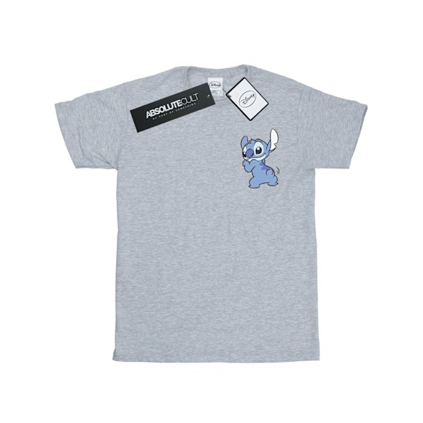 Disney Girls Lilo And Stitch Stitch Bakside Brösttryck Cotto Sports Grey 9-11 Years