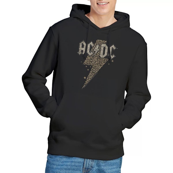 AC/DC Leopard Print Bolt Hoodie för män, M, Svart Black M