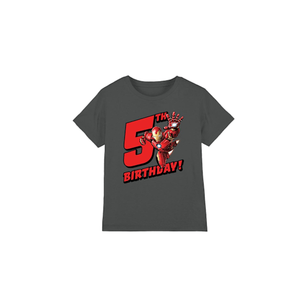 Iron Man Barn/Kids 5-års Födelsedag T-shirt 3-4 År Kolgrå Charcoal 3-4 Years