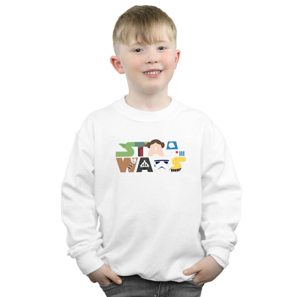 Star Wars Pojkar Karaktär Logotyp Sweatshirt 7-8 År Vit White 7-8 Years