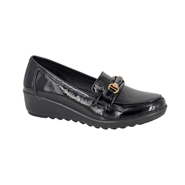 Boulevard Dam/Dam Gloss Patent PU Sadel Trim Wedge 6 UK Black 6 UK
