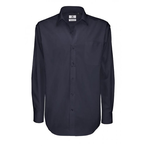 B&C Mens Sharp Twill bomull långärmad skjorta / Herrskjortor 2XL Navy Blue 2XL