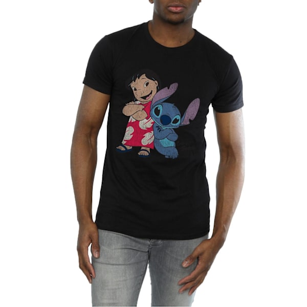 Lilo & Stitch Klassisk bomull T-shirt för män M Svart Black M