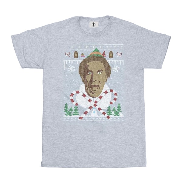 Elf Herr Jul Fair Isle T-shirt XL Sports Grey Sports Grey XL
