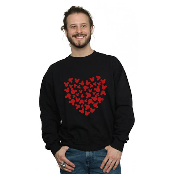 Disney Herr Mickey Mouse Hjärta Silhuett Sweatshirt XL Svart Black XL