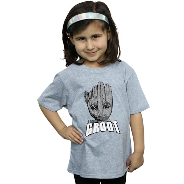 Marvel Girls Guardians Of The Galaxy Groot Face Bomull T-shirt Sports Grey 9-11 Years