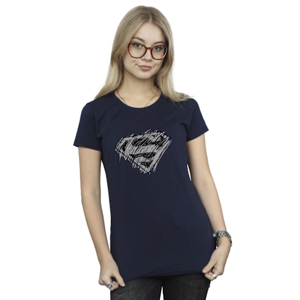 DC Comics Dam/Kvinnor Superman Logo Sketch Bomull T-shirt S N Navy Blue S