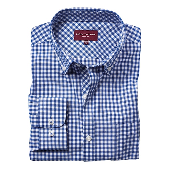 Brook Taverner Herr Montana Gingham Långärmad Skjorta 17.5 UK B Blue 17.5 UK