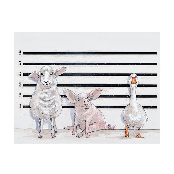 Bev Davies Line Up Farm Animals Print 40cm x 30cm Vit/Kräm/Svart White/Cream/Black 40cm x 30cm