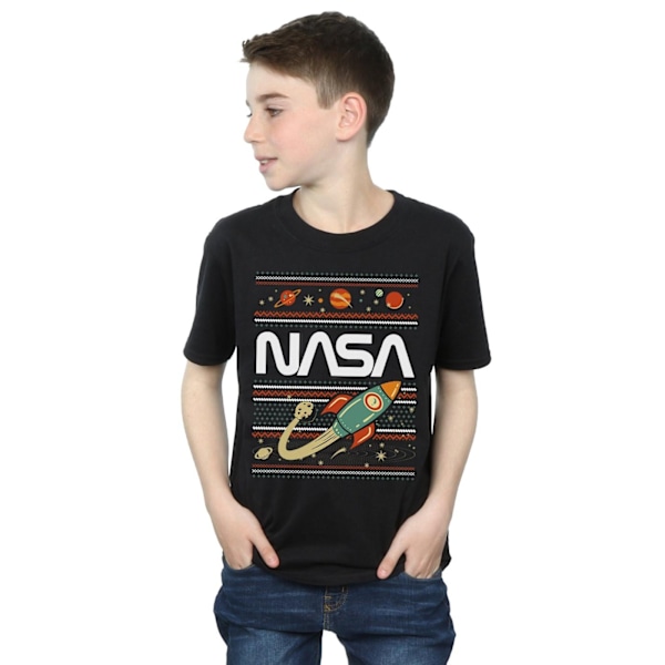 NASA Boys Fair Isle T-Shirt 7-8 år Svart Black 7-8 Years