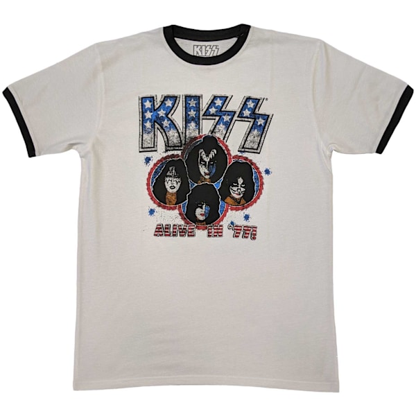 Kiss Unisex Adult Alive In ´77 T-Shirt S Vit White S