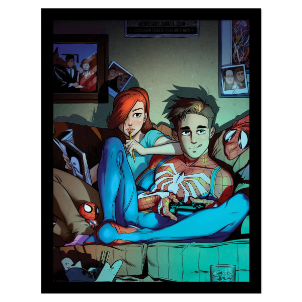 Spider-Man Peter & Mary Inramad affisch 40cm x 30cm Flerfärgad Multicoloured 40cm x 30cm