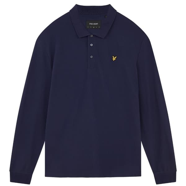 Lyle & Scott Herr Logotyp Långärmad Pikétröja S Marinblå Navy Blue S
