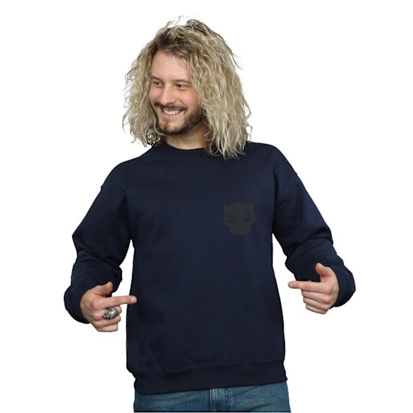 Marvel Herr Svart Panter Svart På Svart Brösttryck Sweatshirt Navy Blue XXL