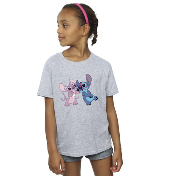 Disney Girls Lilo & Stitch Kisses Bomull T-shirt 9-11 År Spo Sports Grey 9-11 Years