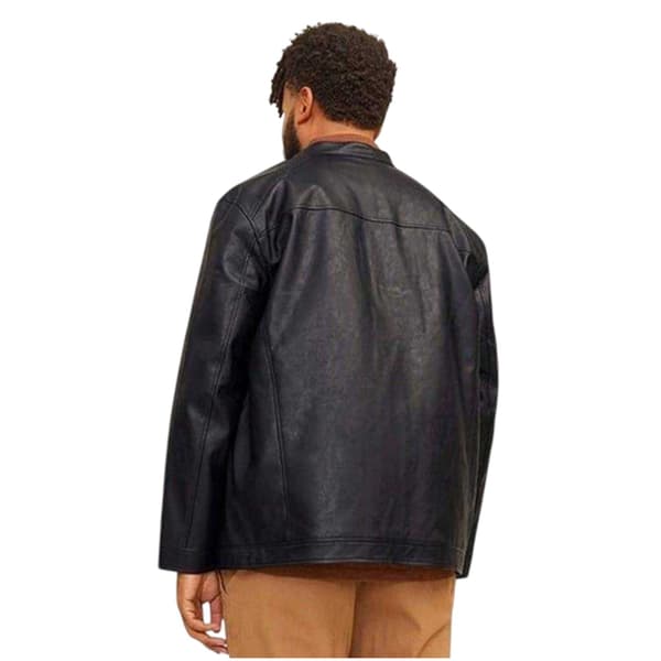 Jack And Jones Herr PU Plus Bikerjacka 4XL Svart Black 4XL