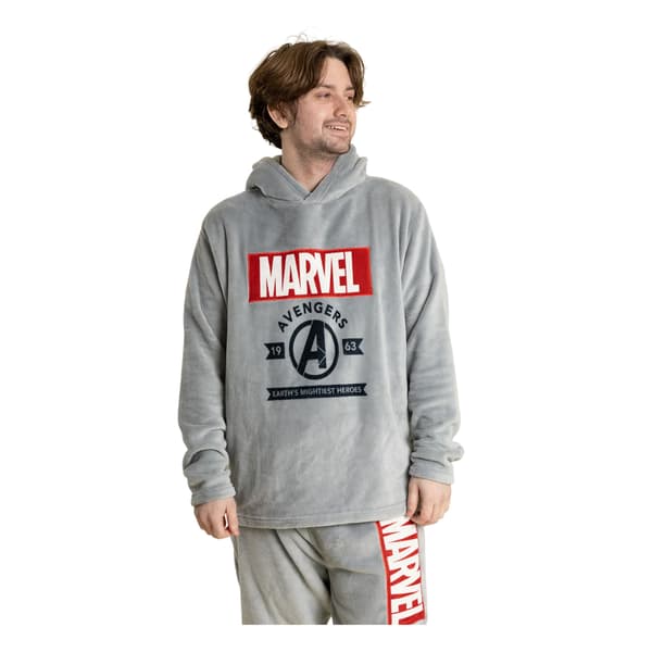 Avengers Pyjamas för män med huva, långärmad, lång, L, grå Grey L