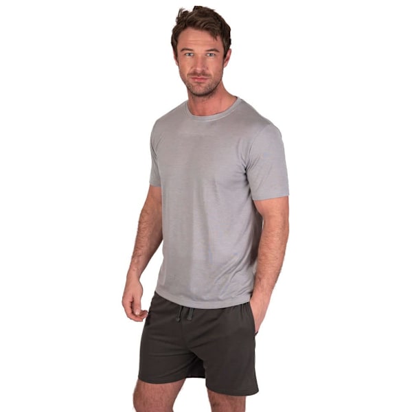 Light And Shade Herr Crew Neck Kort Pyjamas Set L Ljusgrå Melange Light Grey Marl/Charcoal L