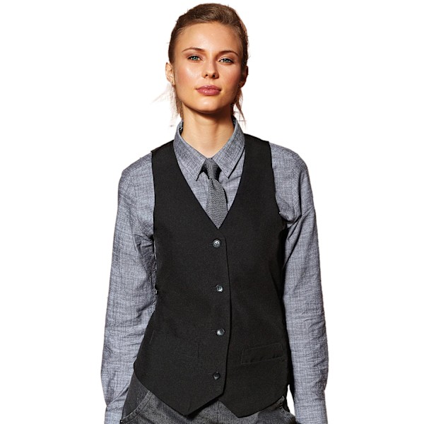 Premier Dam/Dam Linjerad Polyester Väst / Bar Kläder / Ca Black XL