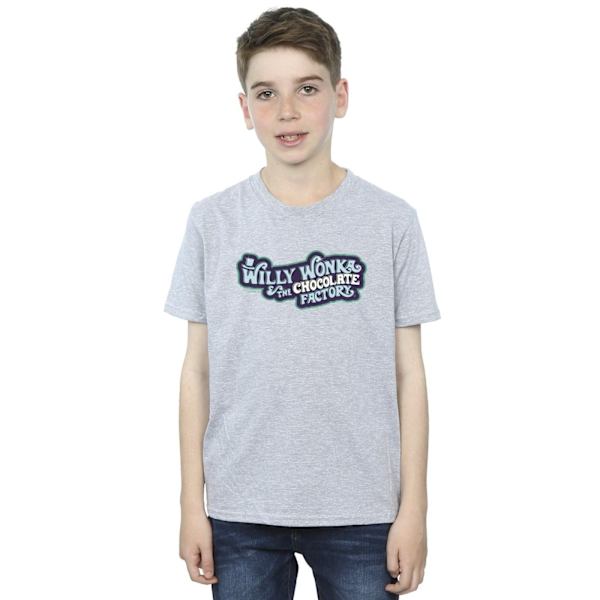 Willy Wonka Boys Chocolate Factory Logo T-Shirt 12-13 år Spo Sports Grey 12-13 Years